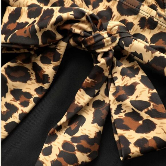 BloomChic Plus Size 2XL Leopard Patchwork Bowknot Side One Piece Swimsuit - Picture 6 of 7